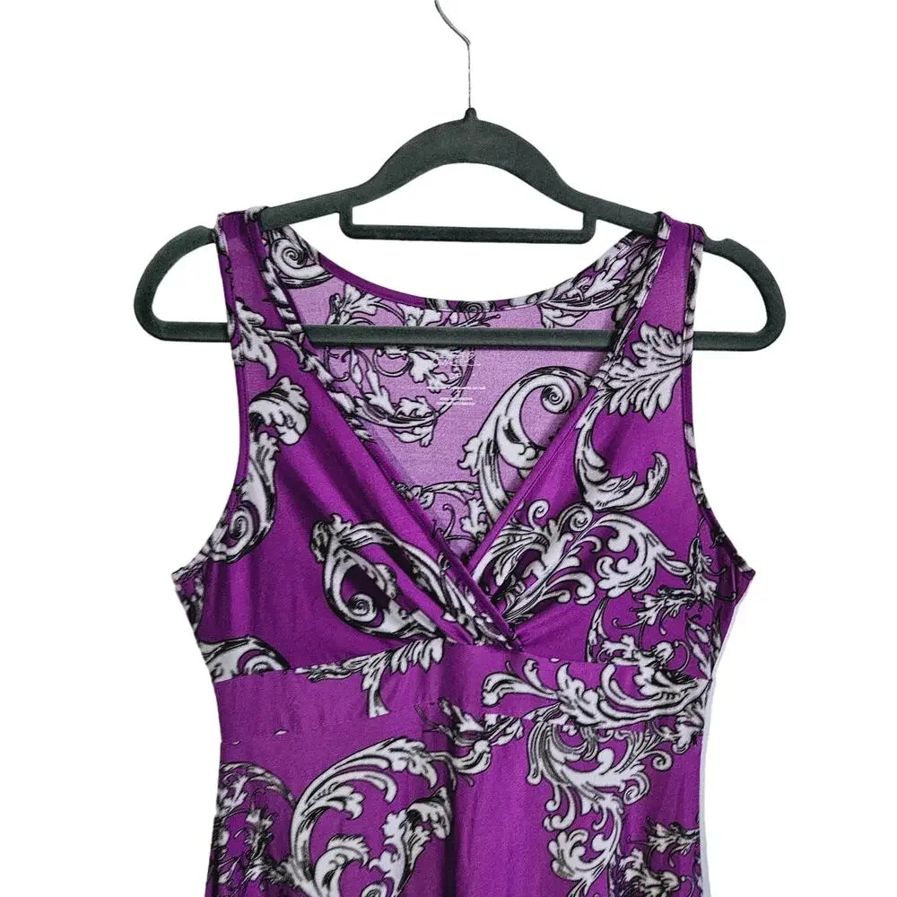 Gilligan & OMalley Women's S Crossover Front Sleepwear Tank Dress Purple Floral